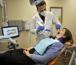 Dr. Vahan Placing Dental Crown